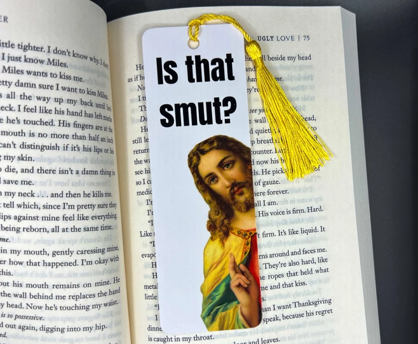 Is That Smut Funny Peeking Jesus Bookmark Romance Reader Gift Book Lover Gift Smut Lover Bookmark With Tassel - Etsy UK