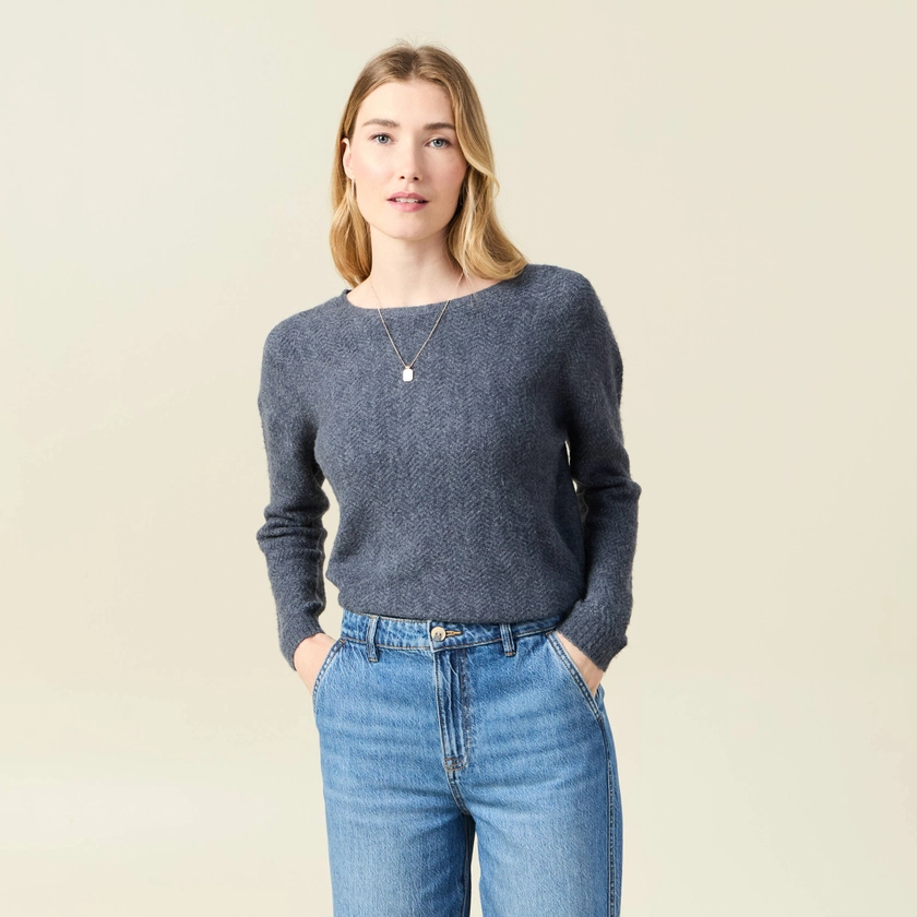 Pull manches longues bleu foncé femme | Vibs