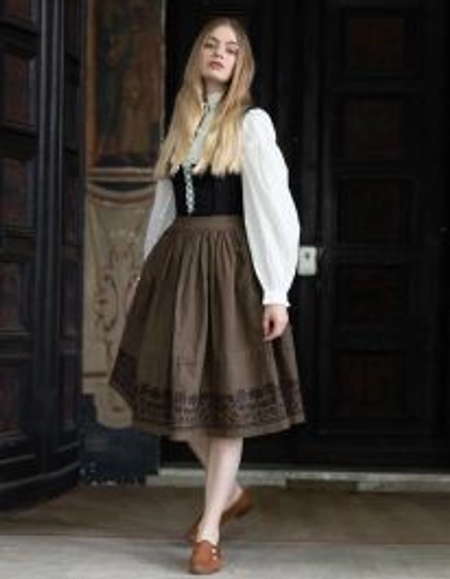 "Mivilud" embroidered midi skirt buckwheat limited edition