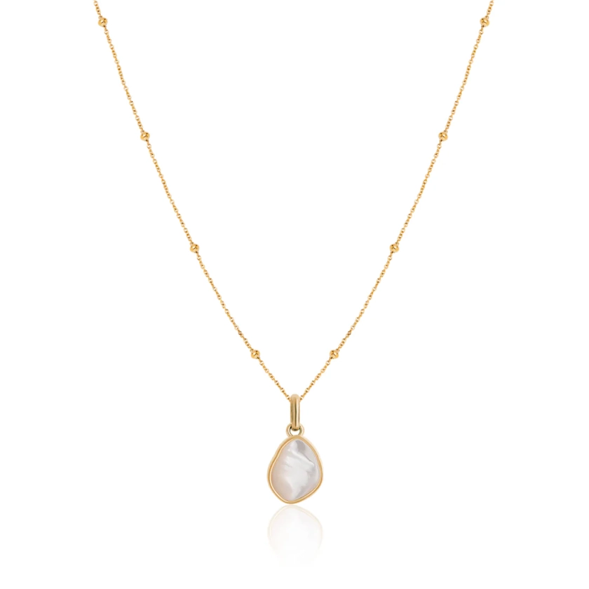 Organic Moonstone Sphere Chain Necklace (Gold)