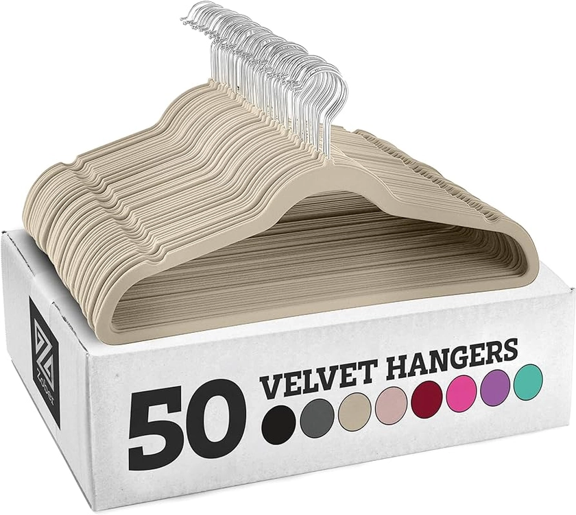 Amazon.com: Zober Velvet Hangers 50 Pack - Heavy Duty Ivory Hangers for Coats, Pants & Dress Clothes - Non Slip Clothes Hanger Set - Space Saving Felt Hangers for Clothing : Home & Kitchen