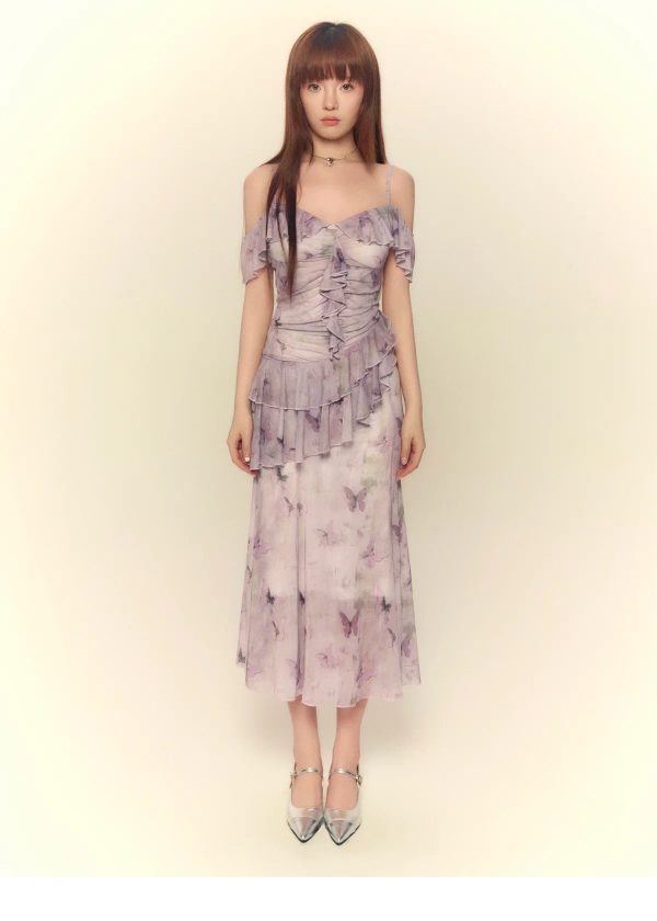 Butterfly Print Slim Fit Dress