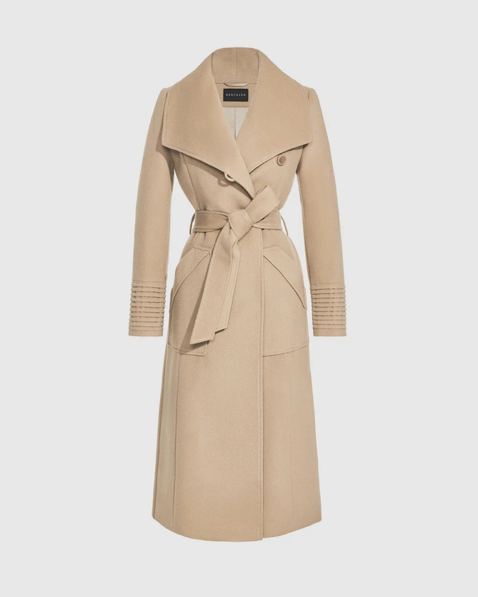 Long Wide Collar Wrap Camel Coat | SENTALER