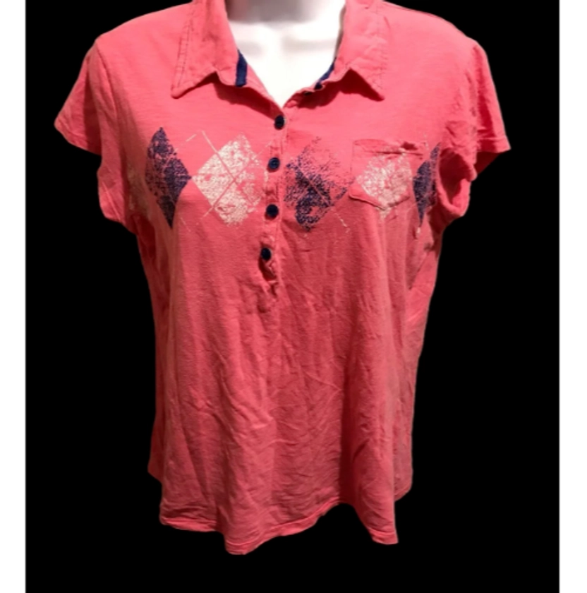 No Boundaries Pink Argyle S/s shirt top sz JR XXL (19)