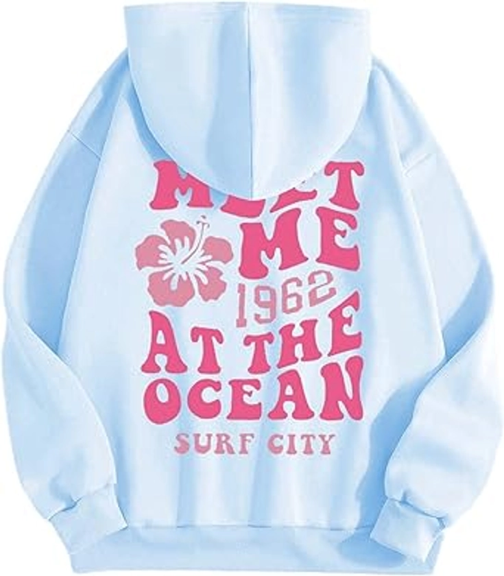 Preppy Graphic Hoodies for Teen Print Hooded Sweatshirt With Drawstring Fall Outfit With Pocket