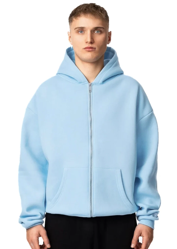 BASIC ZIP-HOODIE (ICE BLUE)