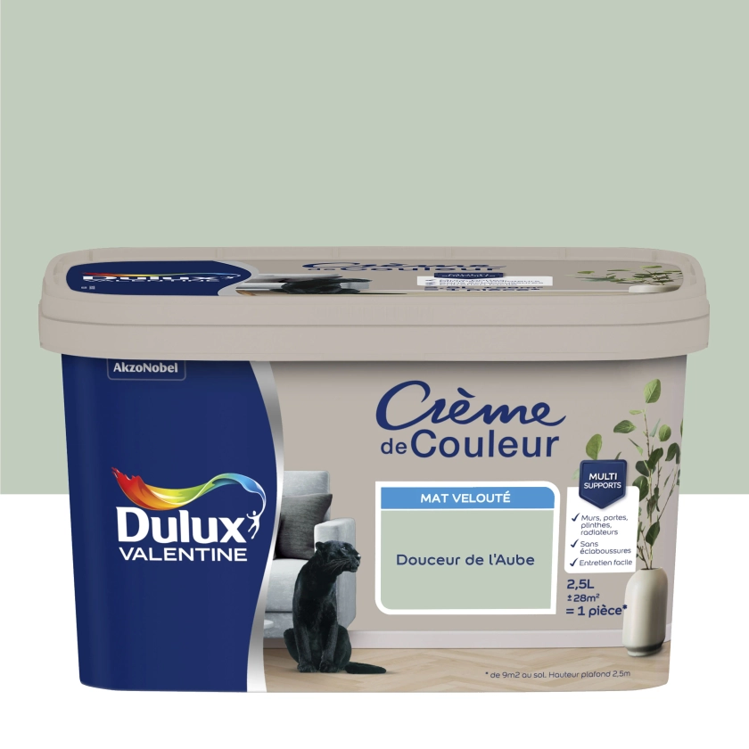 Peinture mur, bois douceur de l'aube mat DULUX VALENTINE Crème de couleur 2.5l