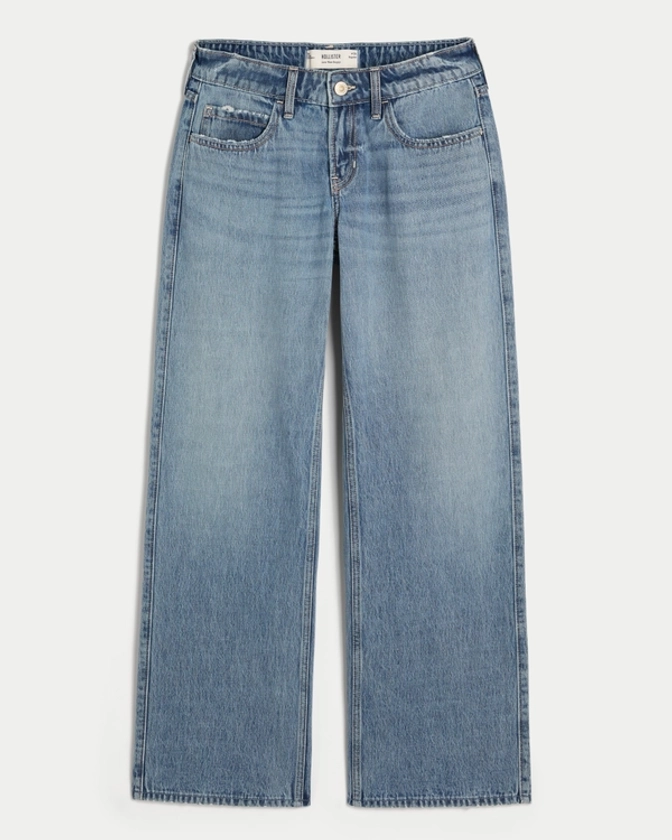 Women's Low-Rise Medium Wash Baggy Jeans | Women's Bottoms | HollisterCo.com