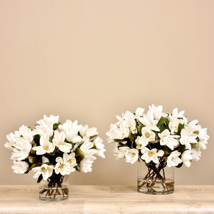 Artificial Magnolia in Glass Vase