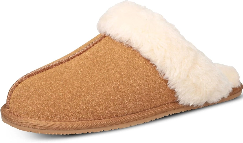 Women's Slippers House Slippers for Woman Bedroom Slippers Women Fluffy Slippers Breathable Suede Upper Fur Fleece Lined for Indoor & Outdoor