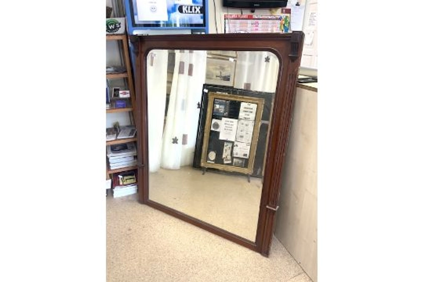 LARGE WOODEN OVERMANTLE MIRROR 119 X 140CM