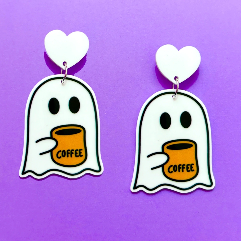 Coffee Ghost Drop Earrings