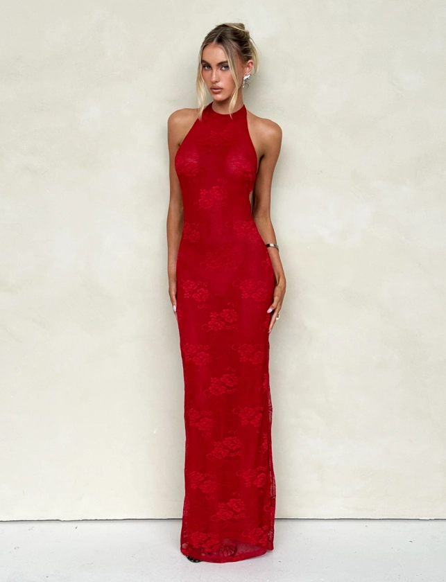 LUCIA DRESS - RED : LACE