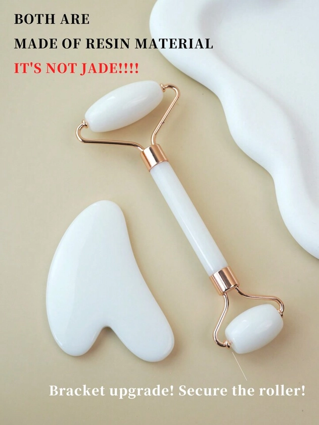 1pc Resin Roller & Gua Sha, Face Roller, Facial Beauty Roller Skin Care Tools, Resin Massager for Face, Eyes, Neck, Body Muscle Relaxing and Relieve Fine Lines and Wrinkles White