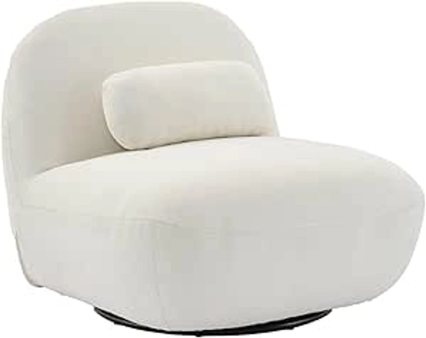 sweeek - Fauteuil pivotant 360° en Bouclette texturée Blanc crème. piètement en métal Noir Mat - Spino : Amazon.fr: Cuisine et Maison