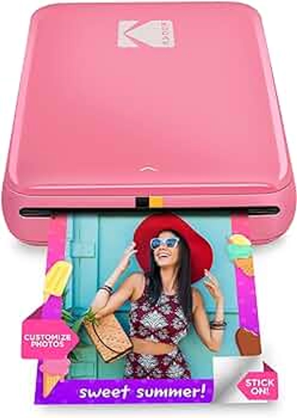 KODAK Step Instant Smartphone Photo Printer - Portable Mini Color Wireless Mobile Printer - Zink 2x3” Sticky-Back Photos - Bluetooth Compatible with iOS & Android Devices - Fun Editing App - Pink