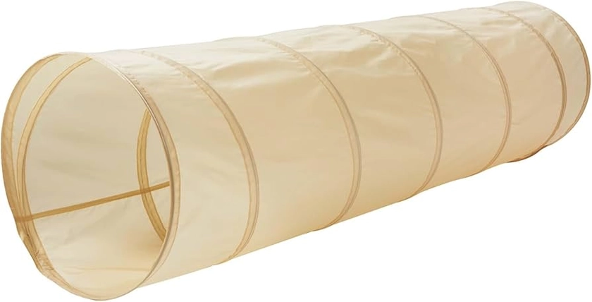 3 Sprouts Kids Play Tunnel – Recycled Fabric Pop Up Collapsible Tunnels - Crawling Foldable Tunnel for Toddler, Child, Baby to Crawl Through, Gross Motor Toy Tunnel for Kids Indoor - Beige