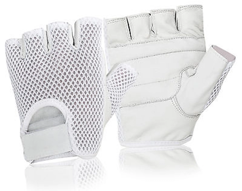 CUT FINGER LEATHER BACK MESH WEIGHT LIFTING GYM FITNESS CYCLING DRIVING GLOVES | eBay