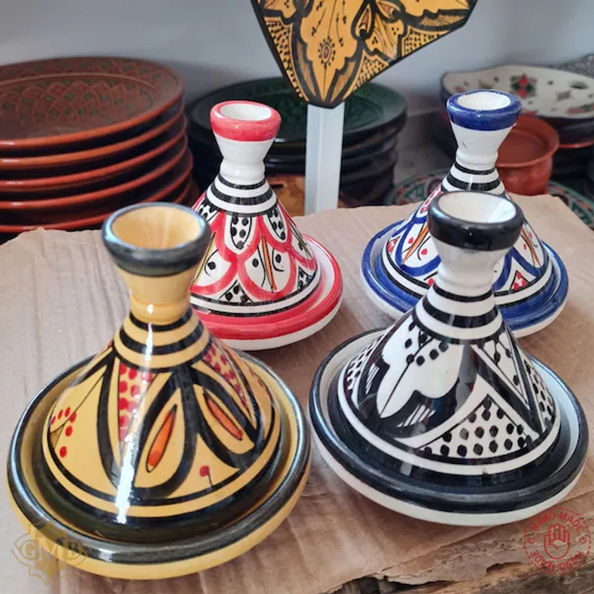4 Pcs - Moroccan Safi Mini Tajine Hand Crafted - 4 Colors