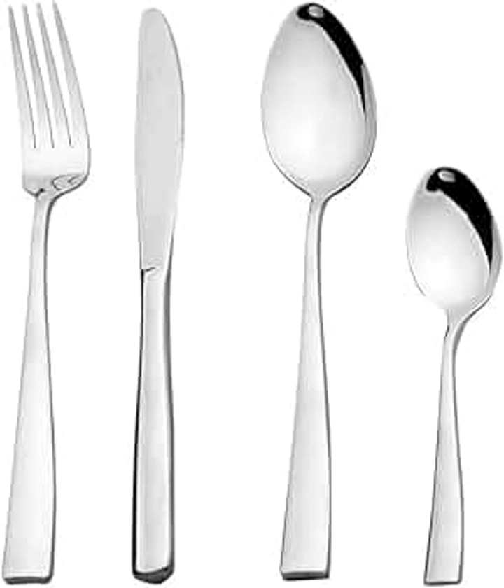 Otto Koning - Leipzig - Set di posate 24 pezzi, in acciaio inox - lucidato a specchio, spessore 3mm. Un set di posate per 6 persone dal design moderno e semplice