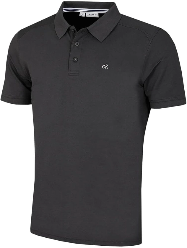 Calvin Klein Mens 2024 Campus 3 Button Ribbed Collar Golf Polo Shirt