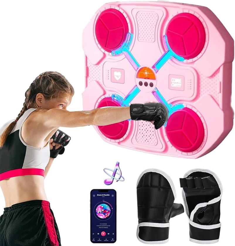 Detull Music Boxing Machine, Wall Mounted Boxing Equipment with Bluetooth, USB Charging Boxing Equipment Trainer for Kids Adults, Wall Target Boxing Training for Home