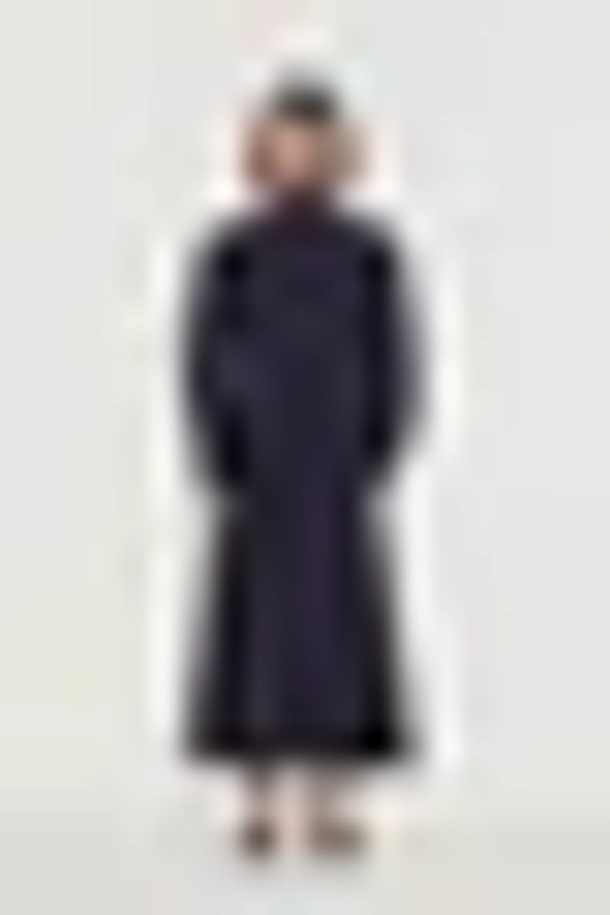 Esme | Poplin Dress with Elasticated Waist in Navy | ALIGNE