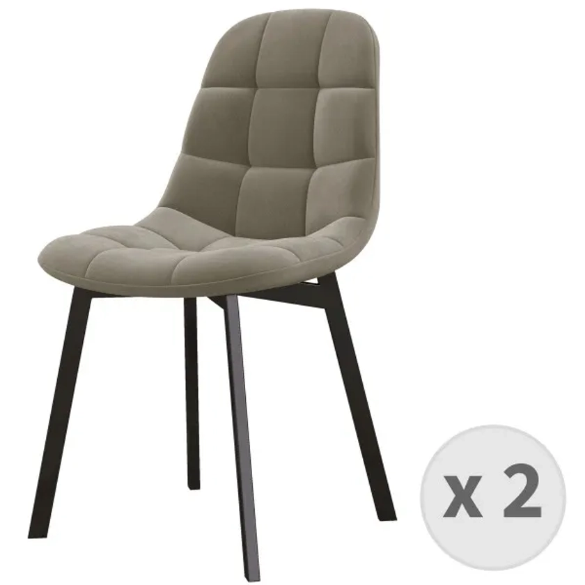 STELLIA-Chaise en Velours Taupe et métal noir (x2) | Leroy Merlin