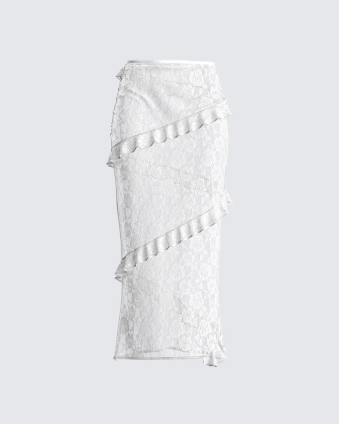 Denise White Lace Maxi Skirt