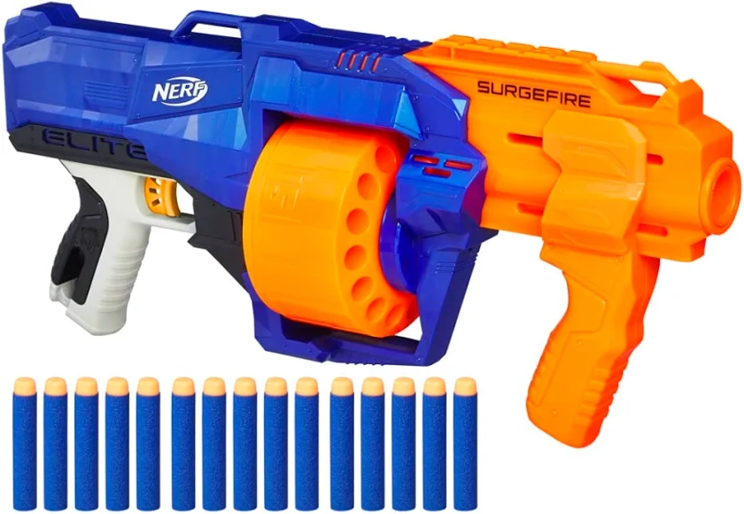 Nerf Surgefire Elite Blaster 15-Dart Rotating Drum, Slam Fire, Includes 15 Official Elite Darts for Children, Teens, Adults, Multicolor : Amazon.in: Toys & Games