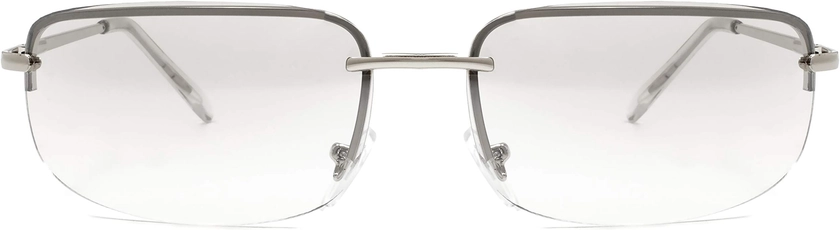 Amazon.com: NYS Collection Astor Place Semi-Rimless Metal Sunglasses (Silver Metal Frame/Clear Gradient Lens) : Clothing, Shoes & Jewelry