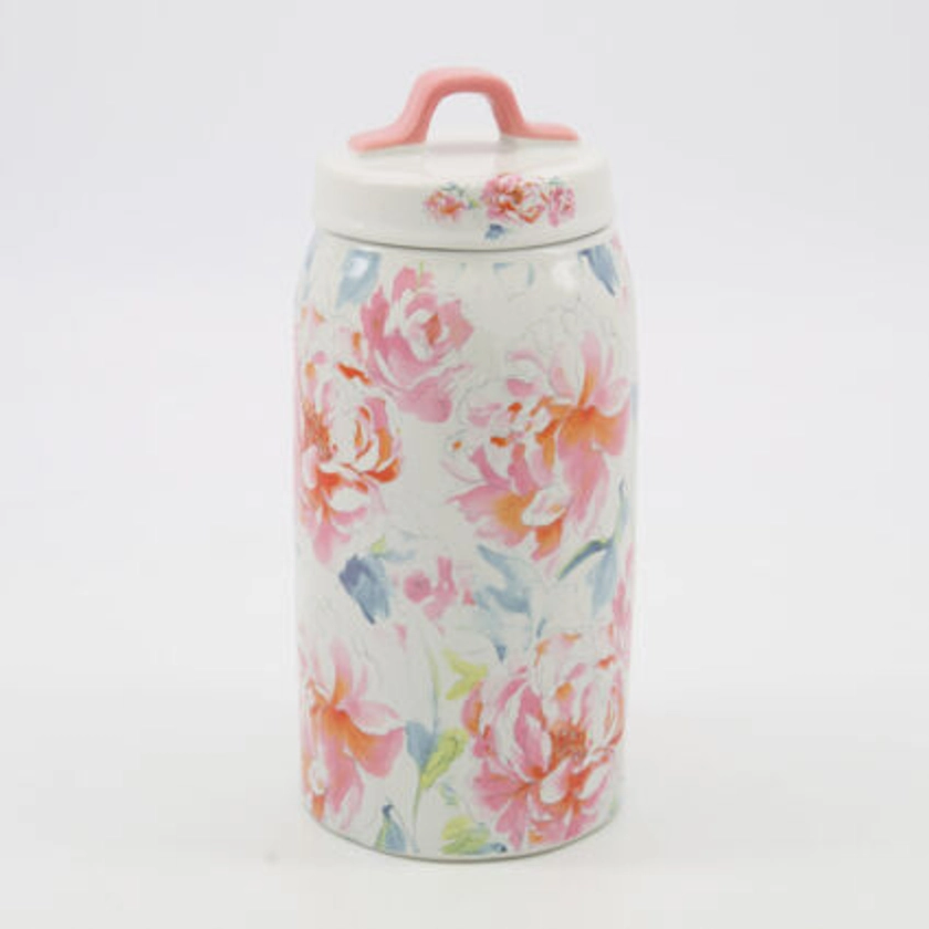 Pink Reusable Floral Canister 23x11cm - TK Maxx UK