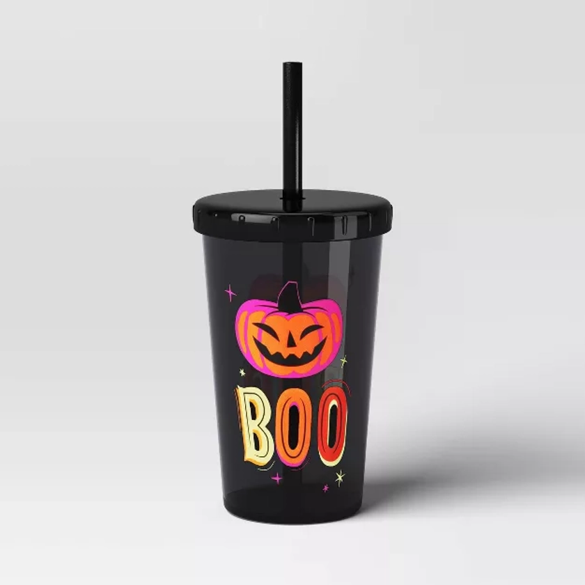 12 fl oz Halloween Ghost Tumbler with Straw Pink - Hyde & EEK! Boutique™