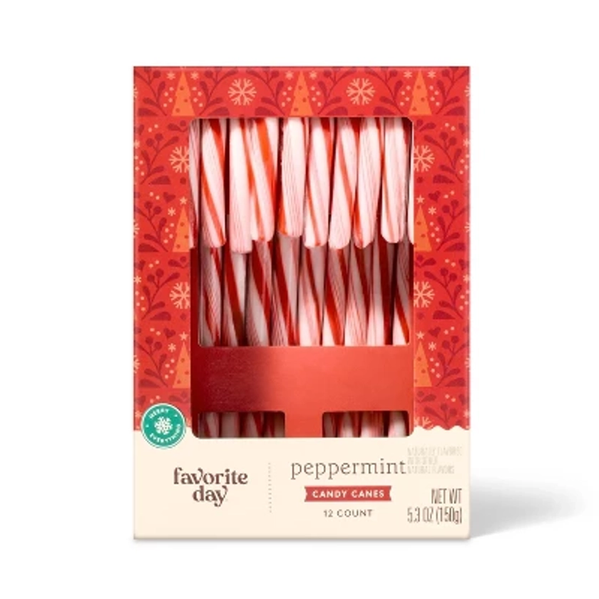 Christmas Peppermint Red & White Candy Canes - 5.3oz/12ct - Favorite Day™