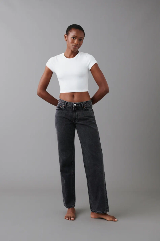 Low straight petite jeans - Zwart - Dame - Gina Tricot