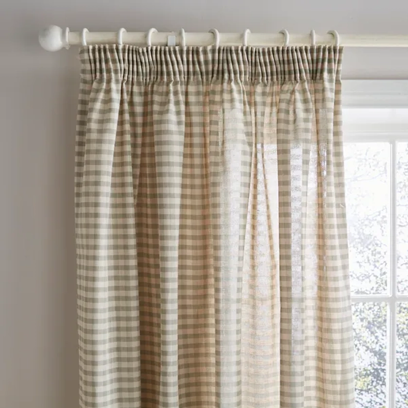 Gingham Pencil Pleat Curtains | Dunelm