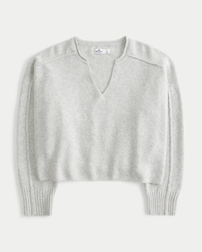 Women's Hollister Comfy Cloud Boxy Notch-Neck Sweater | Women's Tops | HollisterCo.com