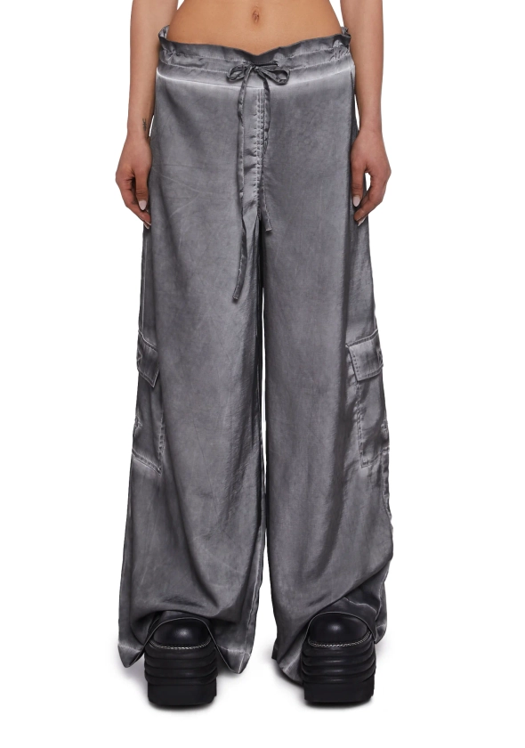 Darker Wavs Smoke Charcoal Washed Cargo Pants - Gray