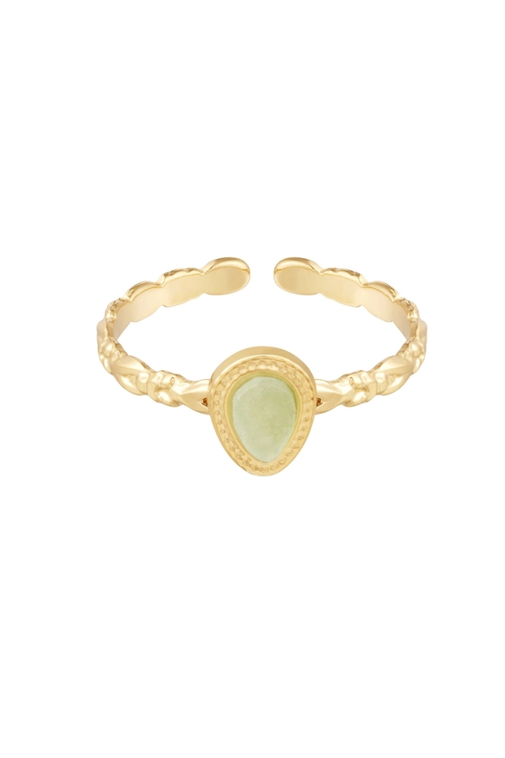 Ring sierlijke vorm met steen groen-goud - MY.jewelzz