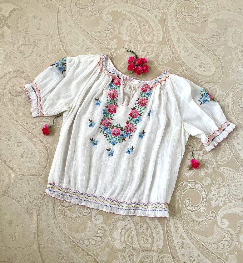 Vintage 30s Blouse 1930s Hungarian Embroidered Blouse 1930s Peasant Blouse S/M - Etsy UK