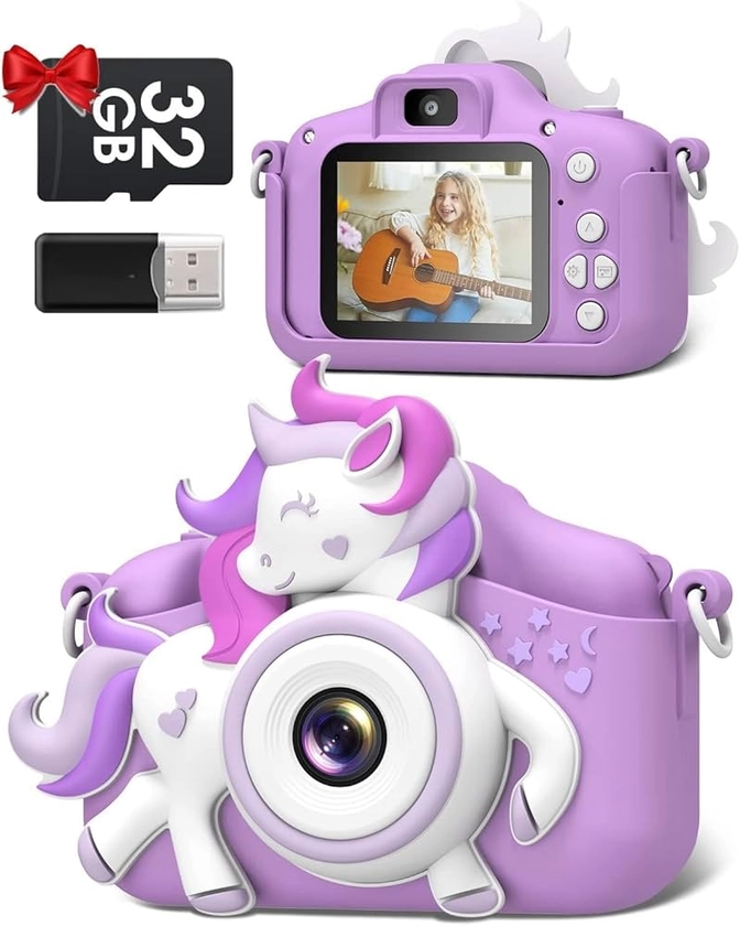 Kids Camera, Gofunly Kids Camera for Girls, 1080P HD 2.0 Inch Screen Kids Digital Camera with 32GB Card, Birthday Christmas Kids Toys Gifts Selfie Childrens Camera for Kids Age 3-12 Years Old Girls: Amazon.co.uk: Toys & Games