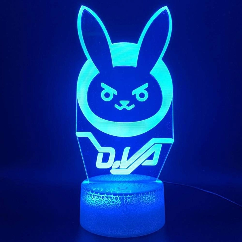 3D Night Light 3D Optique Led Night Light Lampe Jeu Overwatch D.Va Hana Chanson Bureau Chambre Décoratif Lampe Cadeau D'Anniversaire Pour Enfant Enfant Veilleuse