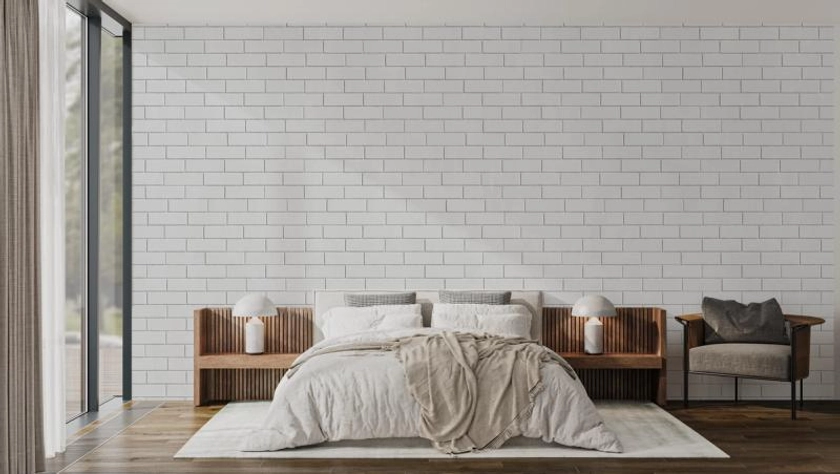 White Brick Wall wallpaper mural ➡ 100% PVC-free and non-toxic