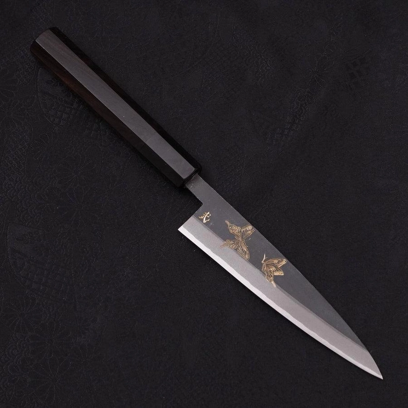 Koyanagi White steel #2 Kurouchi Chokin Butterfly Buffalo Ebony Handle