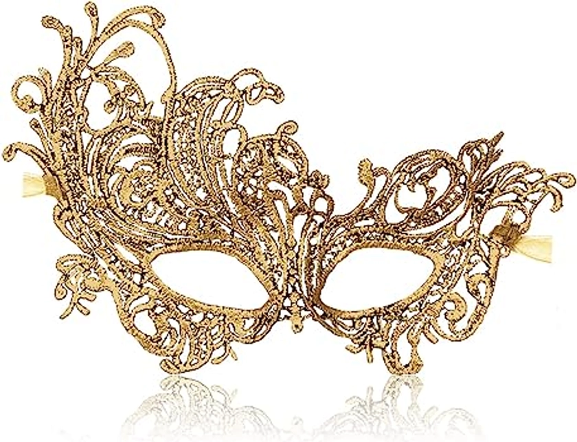Masquerade Mask for Women Lace Masks Venetian Masquerade Party Costume Party Halloween Carnival Fit for Adults, Soft & Black