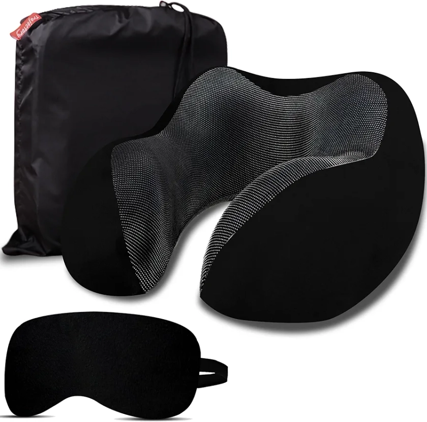 Trajectory Travel Neck Pillow Memory Foam 3 in 1 Combo with Eye Mask and Carry Bag Combo for Travel in Flights Train Airplane and Orthopedic Cervical Pain : Amazon.in: Bags, Wallets and Luggage