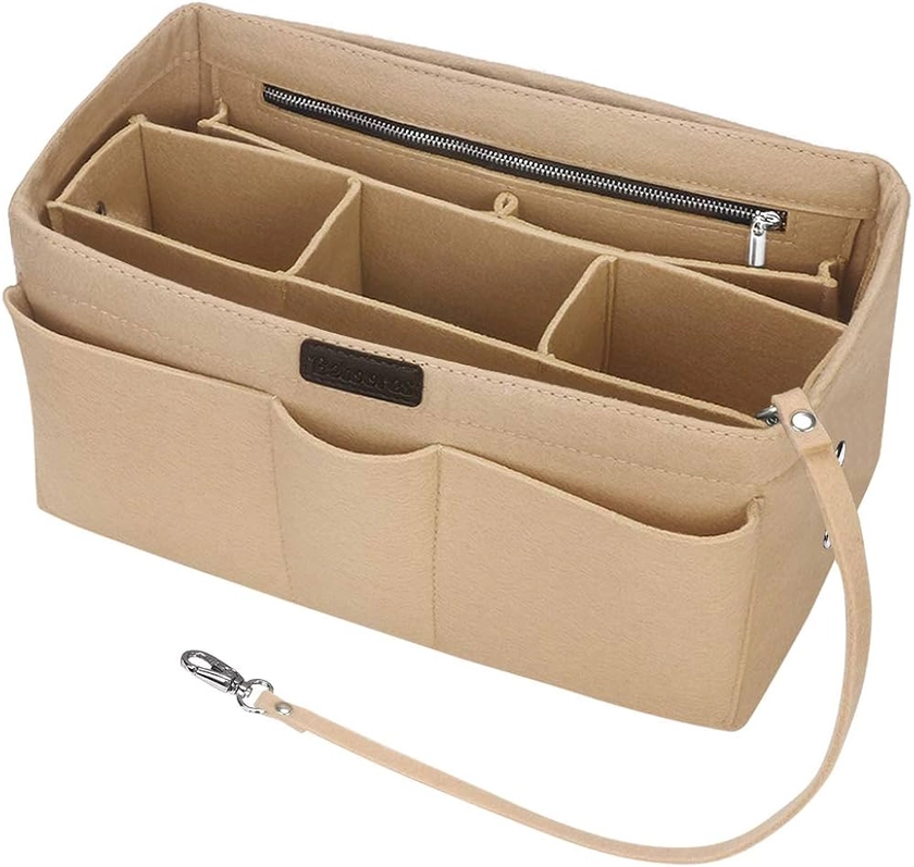 Betoores Organiseur de Sac à Main en Feutre Sac de Rangement Intérieur avec Multi-Poches Organisateur pour Speedy 40 et Neverfull GM(Beige, XL)