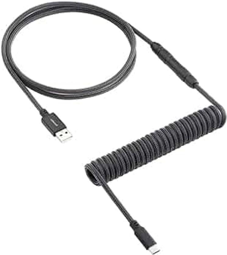 CableMod Artisan Coiled Keyboard Cable (Carbon Grey, Slimline, USB A to USB Type C, 150cm)