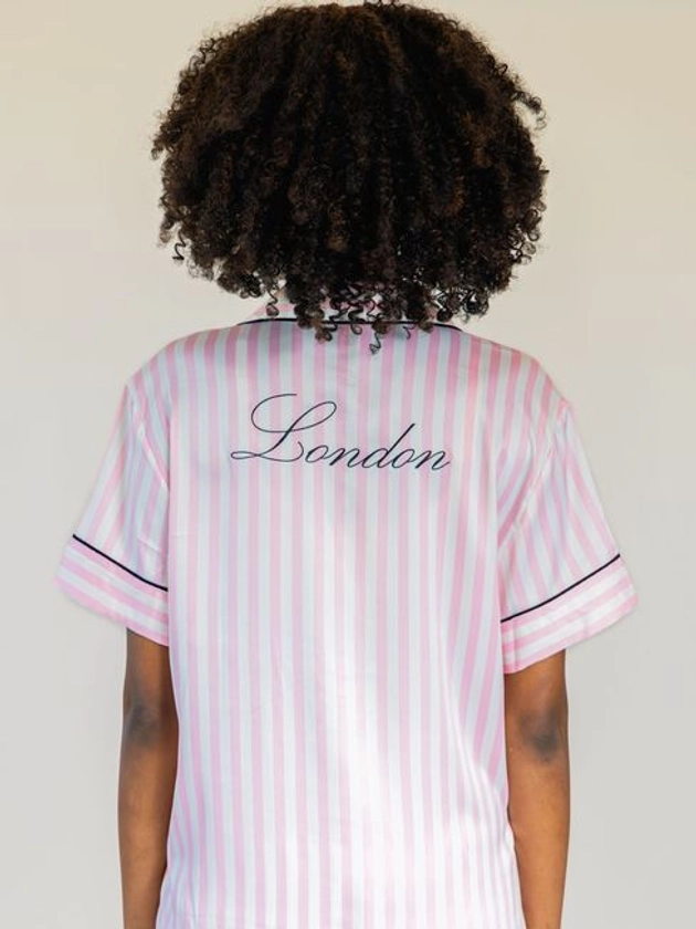 Pink Iconic Stripe Short Sleeve London Satin Pyjamas | Victoria's Secret