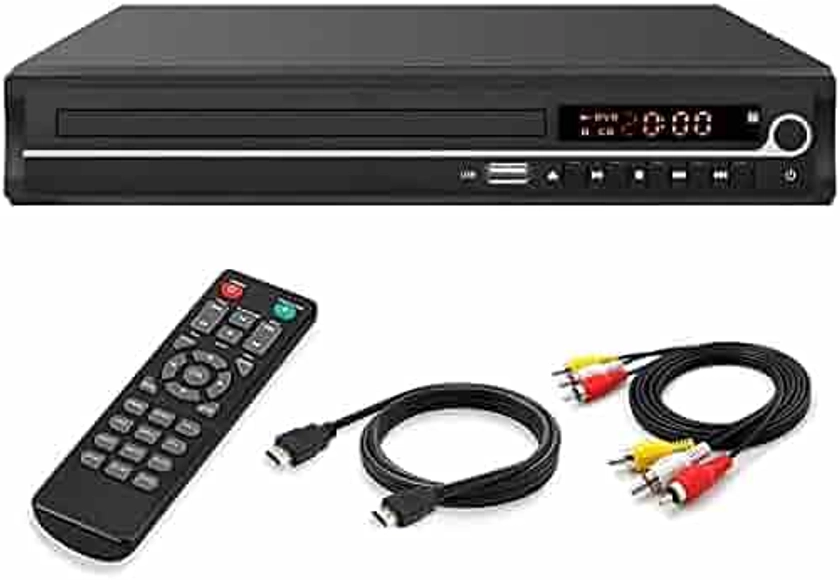 VATI DVD Player for TV,Region Free HDMI DVD Player for Smart TV Support 1080P Full HD with HDMI Cable Remote Control USB Input